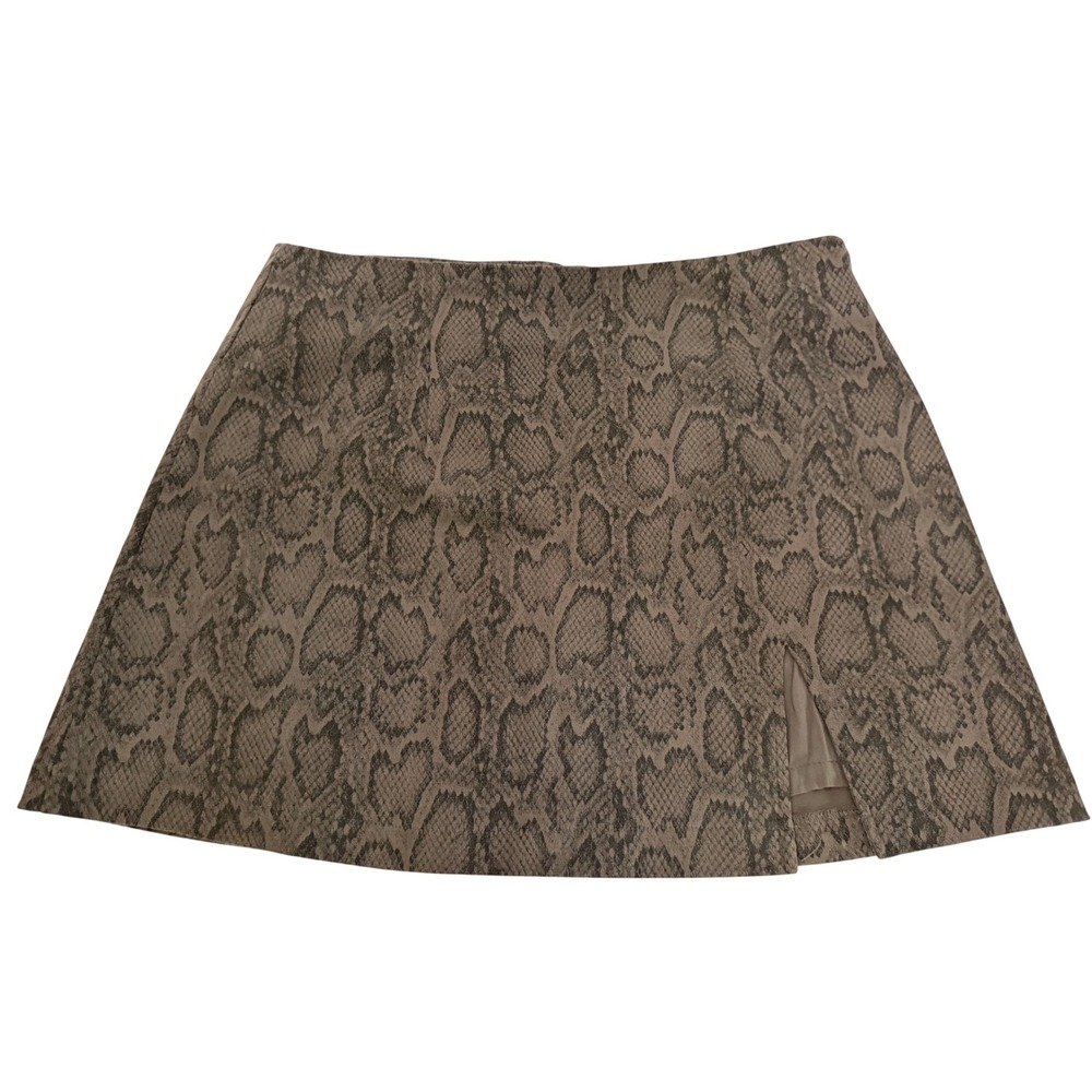 Olivaceous Womens  Snakeskin Print Mini Skirt Front Slit Size Large